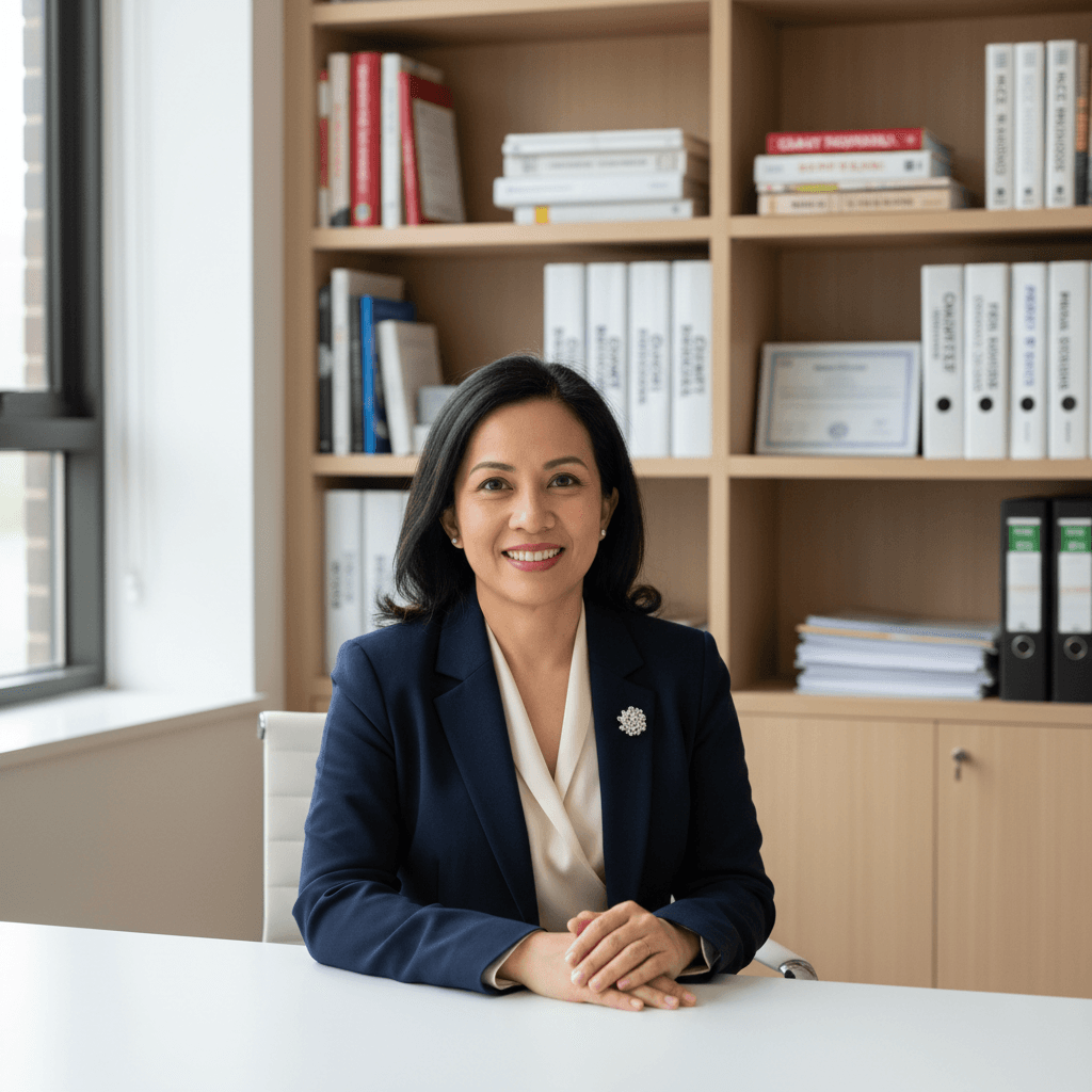 Vickiana Supriana, Founder & Lead Grant Strategist, in a modern office setting